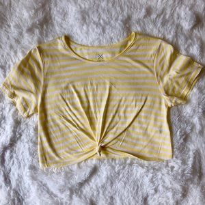 NWOT Knotted yellow striped crop